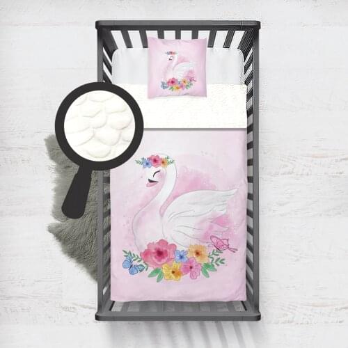 Kids Minky Blanket Super Soft and Warm Baby Blankets Children for Couch and Bed Powder Pink Princess Swan Model 177