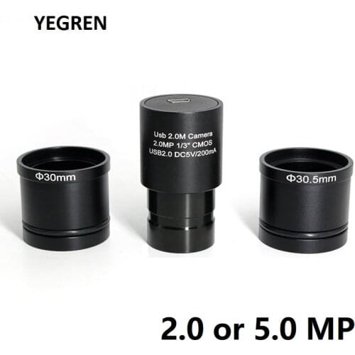 2MP or 5MP HD CMOS USB Camera Microscope Electronic Digital Eyepiece with Adapter Ring Watching Photograph Recording Measuring