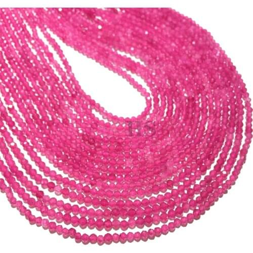 Faceted 2MM Pink Jades Natural Stone Round Loose Beads Semi-Precious Stones For Jewelry Making DIY Bracelet Necklace Design