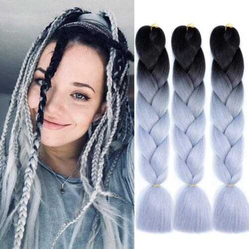 DAIRESS Jumbo Braiding Hair Color Two Color Splicing Braiding Hair High Temperature Synthetic Hair For Crochet Braids Extensions