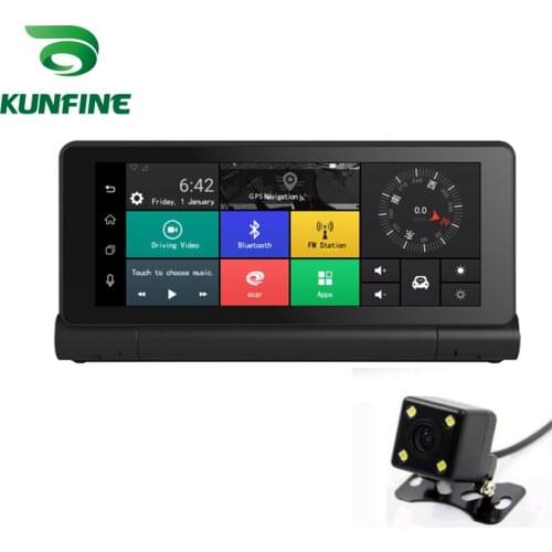 KUNFINE 10" Android GPS Navi Dash Cam Car DVR Mirror Video Recorder Dual Cameras Recording WIFI Bluetooth With 3G FM Transmit