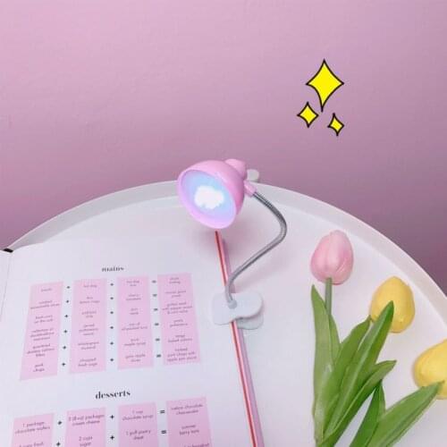 Cute Button Battery-powered Pink Night Light Girl Heart LED Small Desk Lamp Reading Table Lamp Japanese Mini Clip Table Lamp