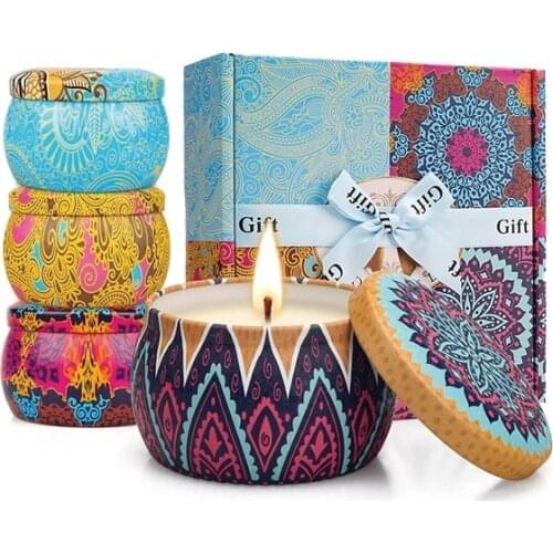 4/8pc NEW scented Candle tin set Jar Mousse cookie candy box tinplate flower tea packaging gift box DIY scented candle container
