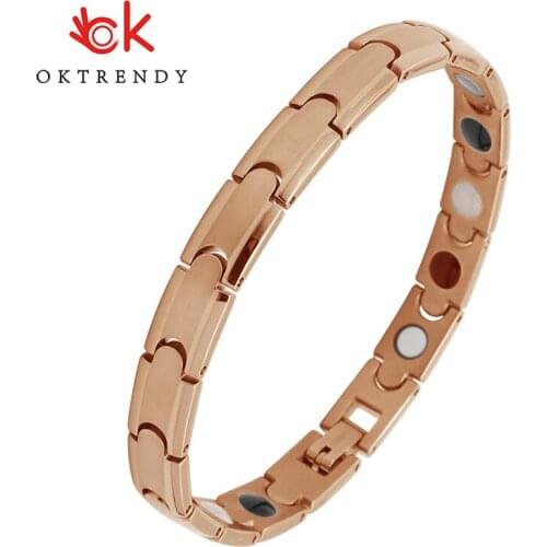 Oktrendy Women Healthy Magnetic Bracelet Stainless Steel Power Therapy Pain Relieve Weight Loss Magnets Bangles For Lovers Gift
