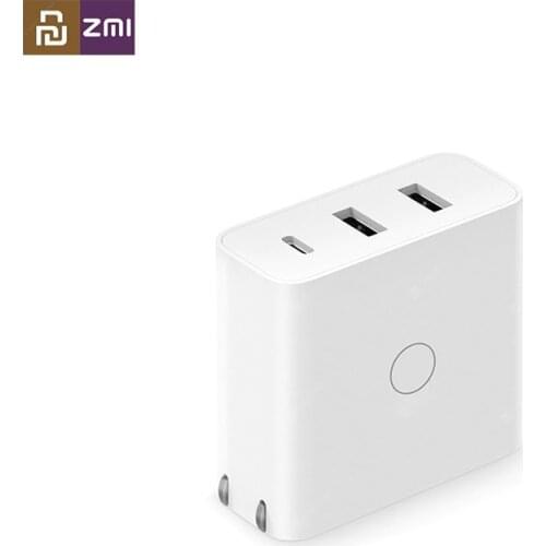 Original Youpin ZMI USB Charger 65W 3 Port For Android iOS Switch Smart Output Type-C 45W USB-A 20W fast Charge With USB Cable