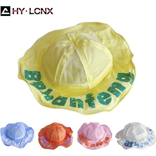 Summer Children Cotton Breathable Letter Printing Sun Fisherman Hat Boys Girls Outdoor Fashion Cute Lightweight Bucket Hat