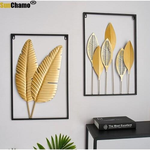 Northern Europe Light Luxury Wind Creative Metal Leaf Wall Decoration Restaurant Aisle Wall Atmospheric Iron Decoration Pendants