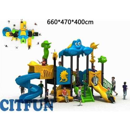 Attractive Ocean world playground equipment;kids garden slide OPB19-053A