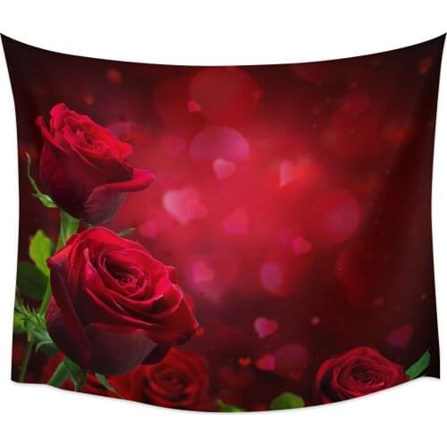 Red Rose Flower Romantic Tapestry College Dorm Wall Hanging Tapestries for Living Room Bedroom Home Decor