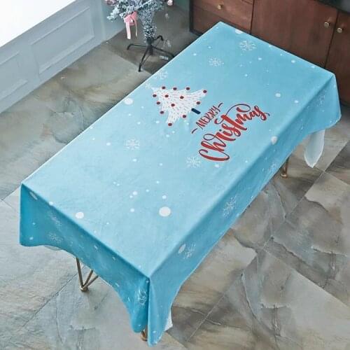 Christmas Printed Decorative Cotton Linen Tablecloth With Oilproof Thick Rectangular Dining Table Cover