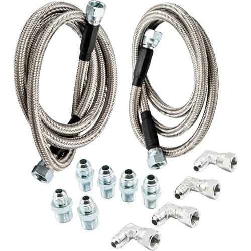 Transmission Cooler Hose Lines Fittings For TH350 700R4 TH400 52" Length Stainless Steel Braided