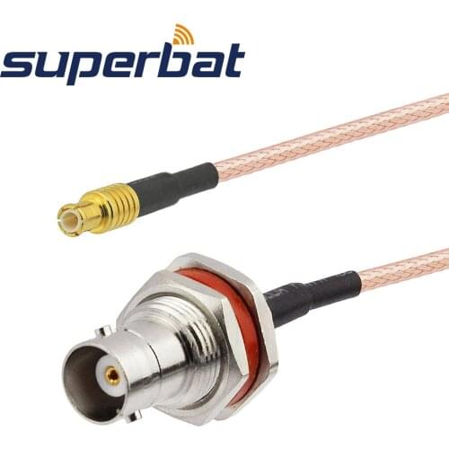 Superbat BNC Jack Bulkhead with O-ring Straight to MCX Plug Straight Cable RG316 20 CM for Wireless
