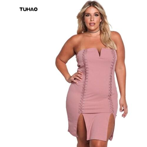 TUHAO Sexy retro bandage Women bodycon Dress vintage club womens dresses Split the fork Female party Dress Vestidos BC45