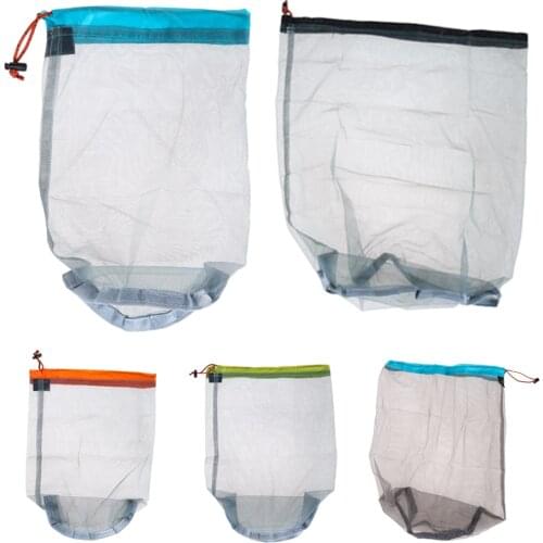 Camping Sports Mesh Storage Bag Ultralight Travel Stuff Sack Drawstring Storage Bag Traveling Organizer Portable Outdoor Tool