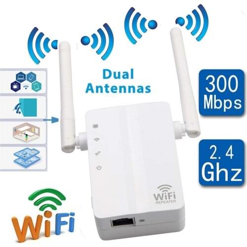 Fast Speed 300Mbps Wireless-N RJ45 Port Extender 2.4GHz WiFi Repeater Dual High Gain Antenna Signal Booster Network wi fi Router