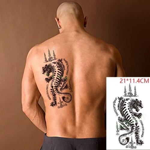 Waterproof Temporary Tattoo Stickers Tiger Big Animal Hanna Totem Fake Tatto Flash Tatoo Body Art for Women Men