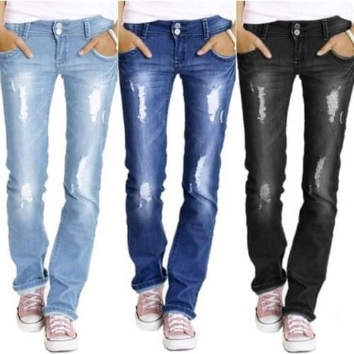 Women Jeans Distressed Jeans Ladies Ripped Denim Pants Plus Size Skinny Jeans Trousers Casual Pants Women Clothing