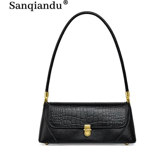Crocodile Pattern Bags Women 2021 New Luxury Handbags Genuine Leather Shoulder Bag Small Totes Flap Baguette Clutch For Girls