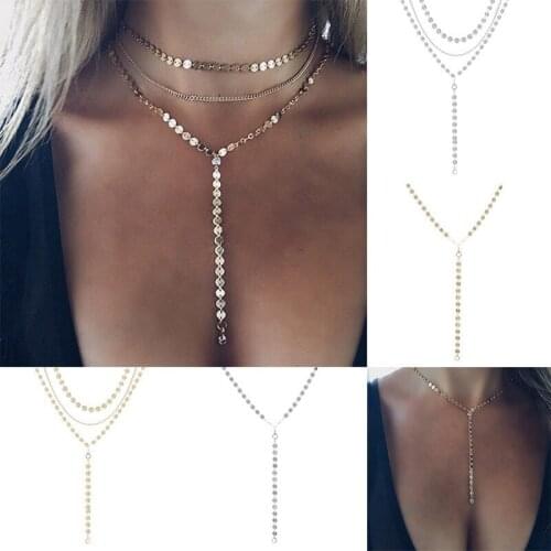 Necklace Womens Choker Gold Crystal Multiple Layers Chain Diamante Fashion