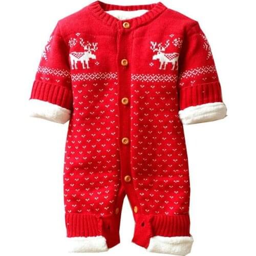 Winter Infant Baby Knitted Romper Kids Boys Girls Thick Warm Jumpsuit Newborn Baby Knitted Sweater Children Christmas Outwear