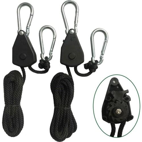1/8 Inch Heavy Duty Adjustable Grow Light Ratchet Rope Hanger Grow Light Rope for Grow Light Fixtures Gardening 150lbs 2M Long