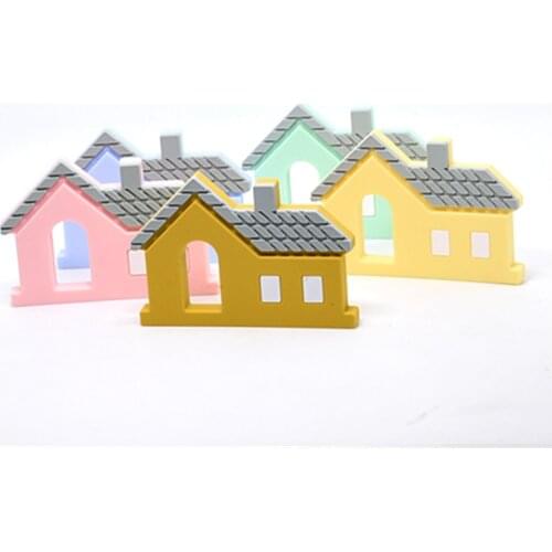 1 PC Cartoon Siilicone Teether Food Grade House Shape Baby Teething Toy DIY Jewelry Teething Necklace Baby House Teether