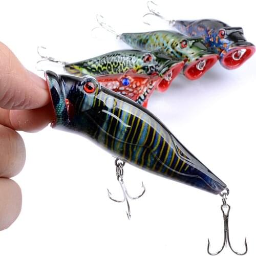 1 Pcs Popper Fishing Lure 80mm 12.4g Trolling Wobblers Bait Top Water Bass Isca Artificial Hard Bait Fishing Tackle