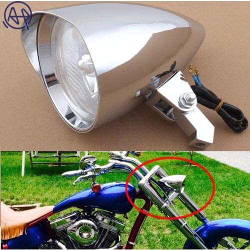 10mm 4.7" Chrome Full Metal Clear Lens Hi/Low Visor Bullet Headlight Lamp For Harley Bobber Chopper