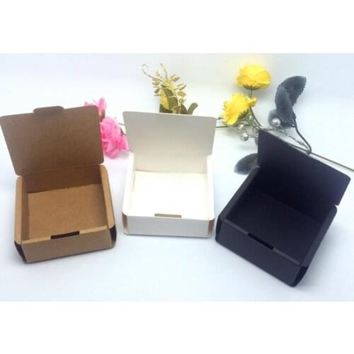 10pcs Kraft Paper Box Black Cardboard Packaging Boxes For Handmade Soap Small White Jewelry Gift Box