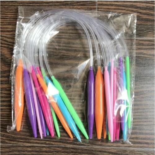 12Pcs 40cm Smooth Tube Circular Double Point Plastic Knitting Needles