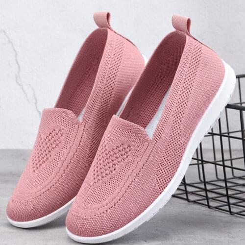 2021 Spring Women Loafers Soft Knitted Women Ballet Flat Shoes Slip On Ladies Shose Comfort Korean Cotton Shoes