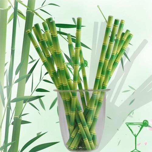 25pcs 20cm Paper Straw Reusable Bamboo Drinking Straws Accessory Drinking Cocktail Supplies Party Decoration Drink Tubes F6A3
