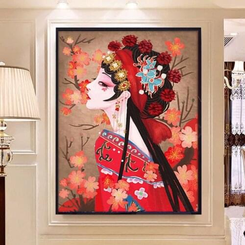 New 5D DIY Diamond Painting Peking Opera Hua Dan Diamond Embroidery Mosaic Art Rhinestone Home Decoration Painting