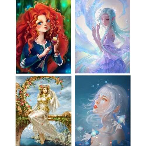 Diamant Schilderij 5D DIY Gloednieuwe Vierkante/Ronde Ingelegd Strass Disney Prinses Borduurpakket Woondecoratie Schilderen