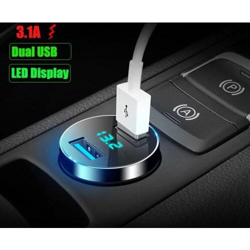 3.1A Dual USB Car Charger LED Display for Fiat Alfa Romeo 159 156 159 166 Abarth Accessories