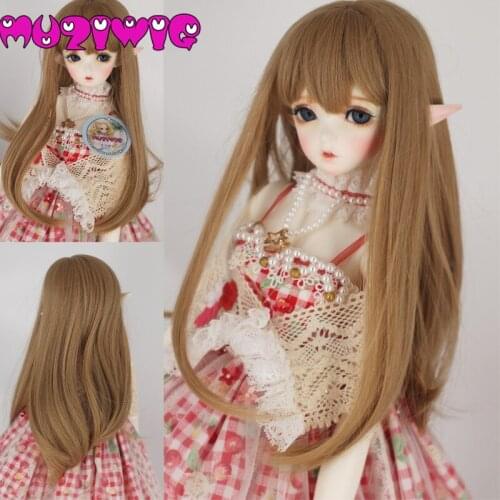 Free Shipping Bjd Wig 1/3 1/4 1/6 High-temperature Fiber Synthetic Girl Long Curly Hair Wig With Bangs On Sale In MUZIWIG