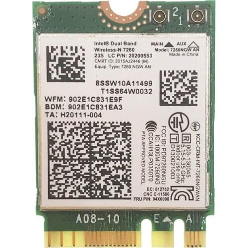 7260AN 7260NGW 2.4G 5G 300Mbps wifi + Bluetooth 4.0 NGFF M.2 wireless network Card 04X6008 for Thinkpad X240 X230S T440S T431