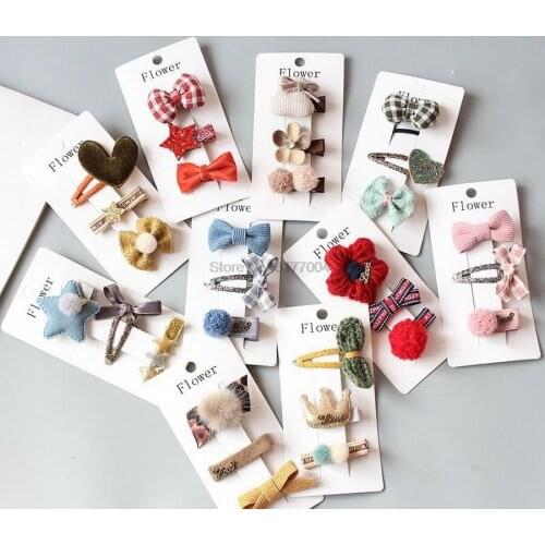 DHL 500set 3pc/set Cute Girls Bowknot/Flower/Heart Cartoon Hair Pin Baby Lace Barrette Colorful Child Headwear Hair Accessories