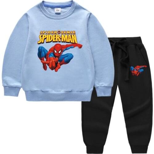 Disney Spiderman Boys Girls Clothes Set Kids Boy Long-Sleeved Clothing Pullover Sweater+ Pants 2Pcs Autumn Cartoon Sport suit