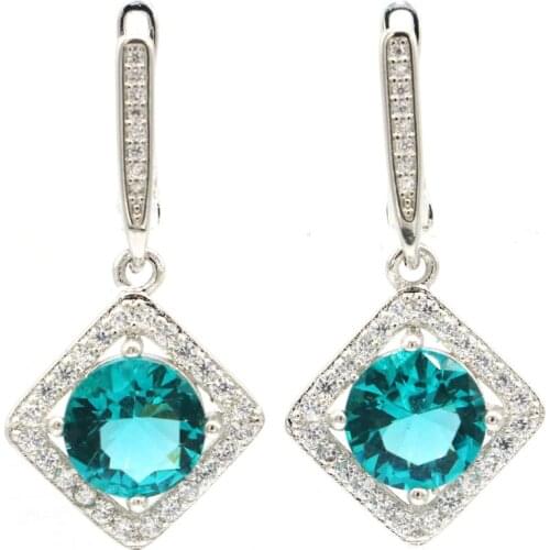 35x21mm Elegant Heart Jewelry Set Created Rich Blue Violet Tanzanite CZ Womans Daily Wear Silver Pendant Earrings