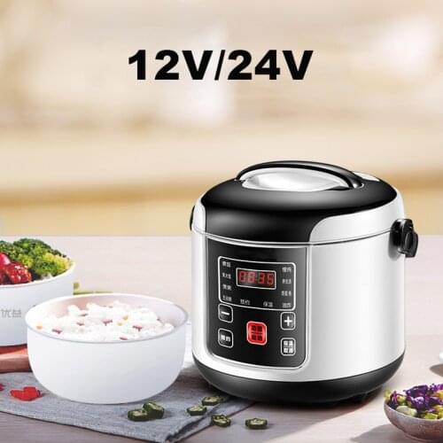 12V 24V Electric Rice Cooker Car Truck Soup Porridge Cooking Pot Fast Heating Lunch Box Mini Food Steamer Meal Heater Warmer 2L