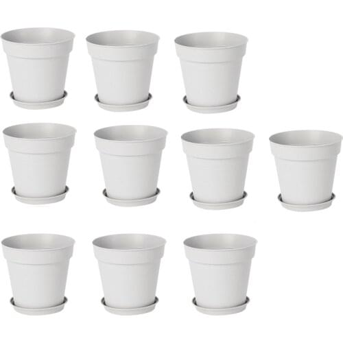 Pots for Plants, 10 Pack Plastic Planters with Multiple Drainage Holes and Tray for All Home Garden Flowers Succulents
