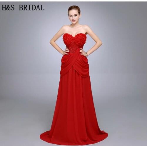 HS07 Free Shipping Elegant Best Selling Beaded Chiffon Sleeveless Sweetheart With Flowers Evening Gown Long Evening Dress 2020