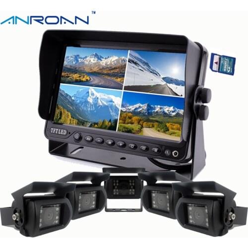 9" DVR Recorder Monitor Quad Split Screen 5 x Rear View Camera System Backup Camera Kit for Truck Caravan Trailers Harvester