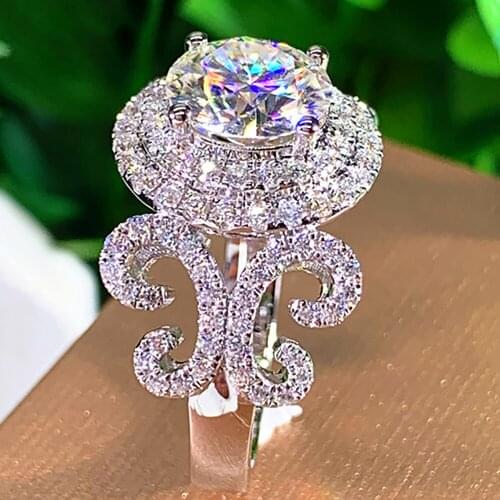 18K Au750 White Gold Women Wedding Party Engagement Ring 1 2 3 4 5 Carat Round Moissanite Diamond Ring Butterfly Luxury Trendy
