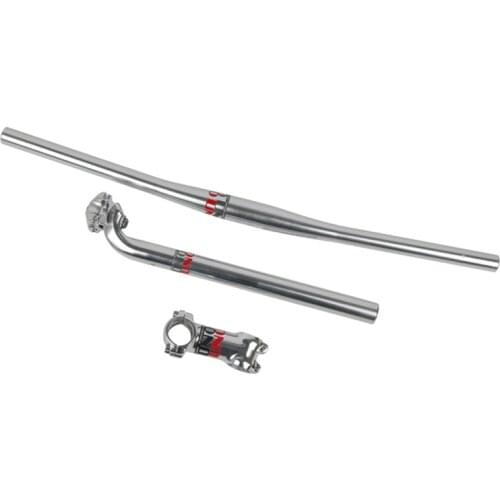 Three Piece Set UNO Red Logo Mountain Bike Aluminium Alloy Handlebar Bicycle 7/17 Degree Stem With Seat Post