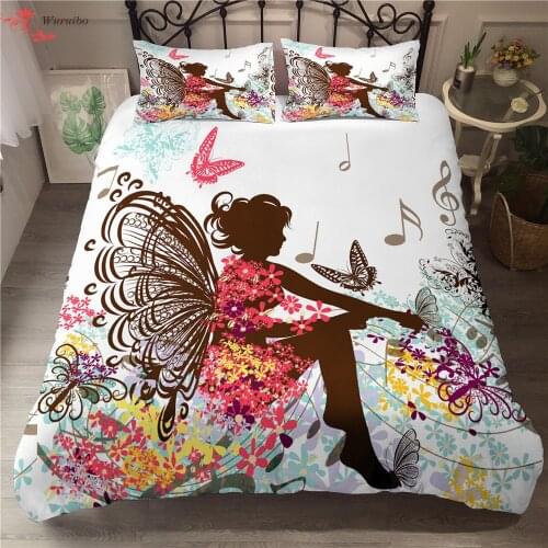 Beautiful Fairy Butterfly Bedding Set Woman Duvet Cover Luxury Quilt Cover For Girls Gift 90/135/150 Single King Queen Bedspread