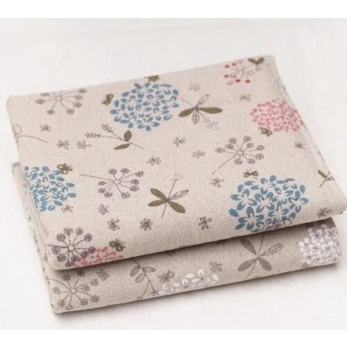 Hemp ecru Dandelion Printing zakka linen fabric for patchwork textile fabric for sewing crafts material 2Pcs/lot 50*155cm