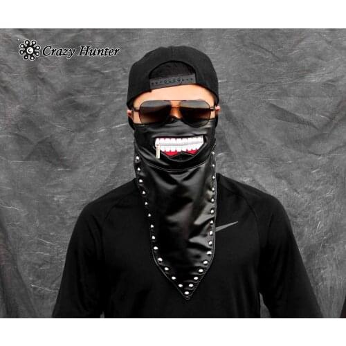 Streampunk Punk Biker Leather Studded Half-face Mask Masquerade