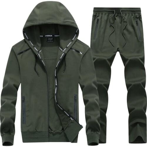 9XL Men Tracksuit Sportswear Zip Up Sport Jacket Hoodies Sweater Sweatshirt+pants male Running Jogging Leisure Set Sport Suit